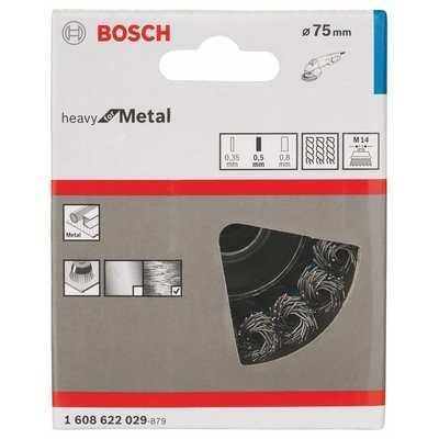 Bosch Topfbürste 0.5mm M14 gewellter Draht Ø75mm