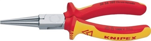 Langbeckzange Gesamt-L.160mm Form 3 Kopf verchr.lang.rd.VDE 2K-Hülle KNIPEX