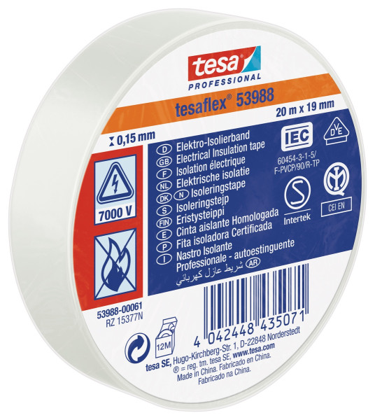 tesaflex Isolierband IEC 20mx19mm weiß - 53988