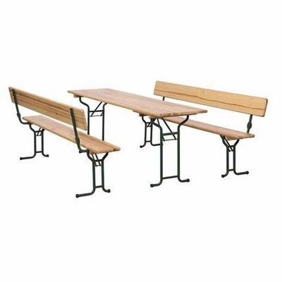 Festzeltgarnitur mit Rückenlehne 220cm 3-teilig Tisch 60cm Breite