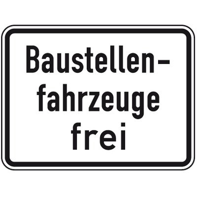 Verkehrszeichen - Baustellenfahrzeuge frei 450x600mm 2mm flach RA 1