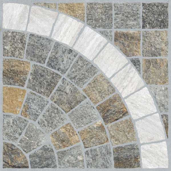 GZO Cubetti Rosone Carrara/Luserna 60/60/2 cm grau-braun-gelb/weiss