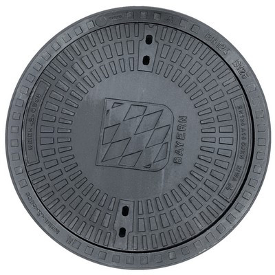 Schachtabdeckung Klasse A15 50kn RH 80mm rd. o. Ventilation m. Sondermotiv BAYERN