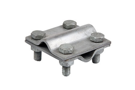 Cross connector galvanized 2-way 30mm/Ø8-10mm fl/fl rd/rd fl/rd heavy version M8