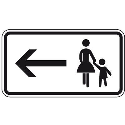 Traffic sign - Pedestrian sidewalk use left opposite 330x600mm 2mm flat RA 1