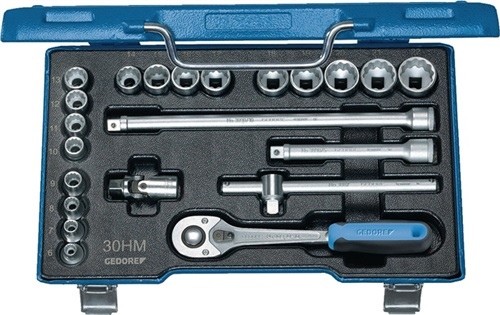 Steckschlüsselsatz 3/8Zoll 23tlg. 6KT 6-22mm Umschaltknarre GEDORE