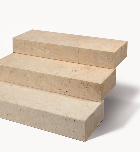 SELTRA Blockstufe IREMIA gelb-beige 15x35x100cm satin. Kalkstein Türkei