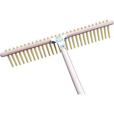 Lofer Rasenrechen 67cm gebogen 28 Nylonzinken mit Lindenholzstiel 180cm
