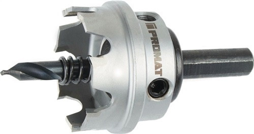 Hole saw D.45mm cutting depth 12mm with HM drill and spring