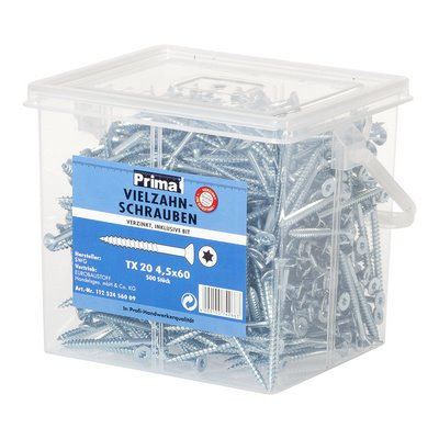 Prima multi-tooth vz bucket including bit TX 20 4.5x60 - 500 pieces