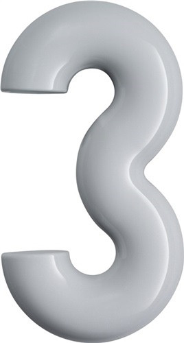House number digit 3 special polyamide 90 jet black 165mm D.33mm HEWI