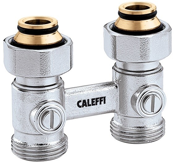 Caleffi Hahnblock Zweirohr. Durchgang. 3/4IGx3/4AG 301052