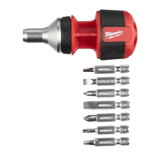 Milwaukee Schrauberdreher Stubby inkl. 7 Bits mit Ratschenfunktion