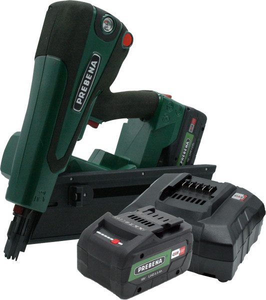 Prebena PKT-8-RKP100 hybrid nailer incl. battery 5.5 Ah + battery station 12-36