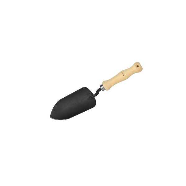 Ideal flower trowel wide, sharp angled, 15.5 cm, beech handle hand-hardened