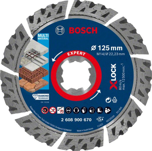 Bosch Diamanttrennscheibe X-LOCK Ø125x22,23x2,4x12mm Expert MultiMaterial