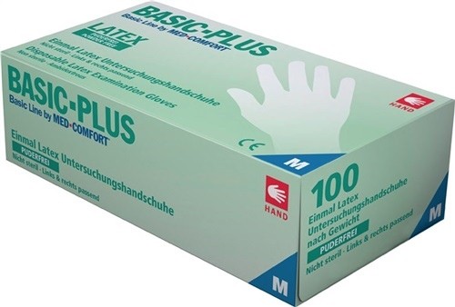 Rękawiczki jednorazowe Basic Plus rozmiar biały. L Lateks EN 455 kat. I AMPri - 100 sztuk