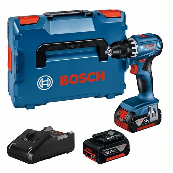 Bosch GSR 18V-45 Akku-Bohrschrauber inkl. GBA 2x 3.0Ah u. GAL 18V-4 L-BOXX