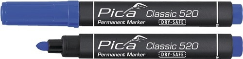 Pica Classic Permanentmarker blau INSTANT WHITE Strich-B.1-4mm Ru.spitze