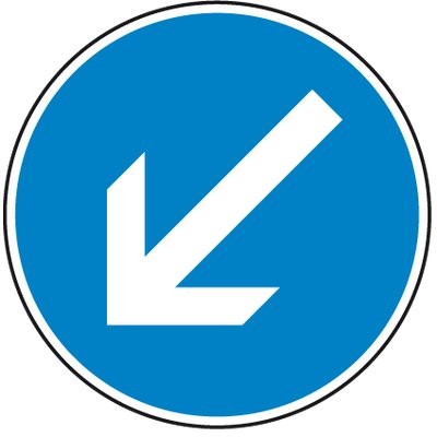 Verkehrszeichen - Vorgeschr. Vorbeifahrt links vorbei Ø600, 2mm flach, RA 1