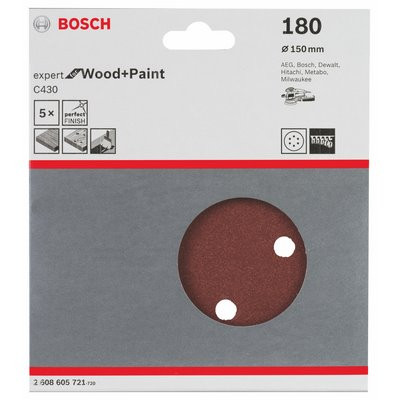 Bosch Schleifblatt Expert Holz gelocht 150mm K180 5er-Pack