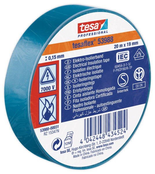 tesaflex Isolierband IEC 20mx19mm blau - 53988