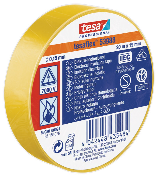 tesaflex Isolierband IEC 20mx19mm gelb - 53988
