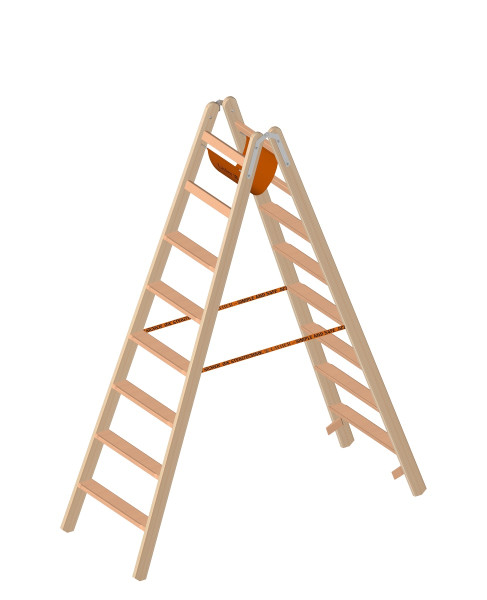 Layher LE Holzstehleiter mit Stufen 2x8 Länge 2.12m - 1020