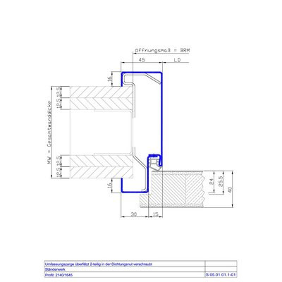 Novoferm MW100 stud wall frame 2-part 875x2125mm (6-part disassembled)