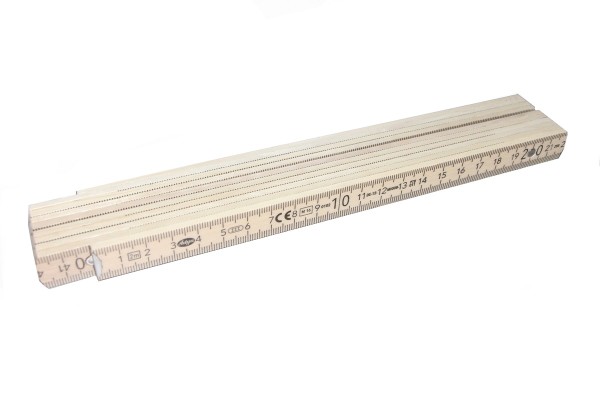 Holz-Meterstab 2m - 10 Glieder mit Sondermarkierung Farbe: Natur