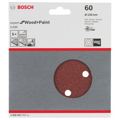 Bosch Schleifblatt Expert Holz gelocht 150mm K60 5er-Pack
