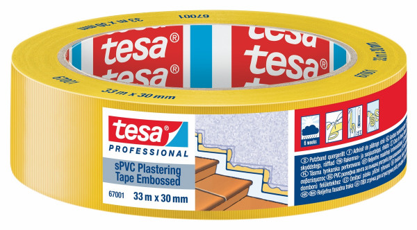 tesa® Putzband PVC quergerillt 33mx30mm gelb - 67001