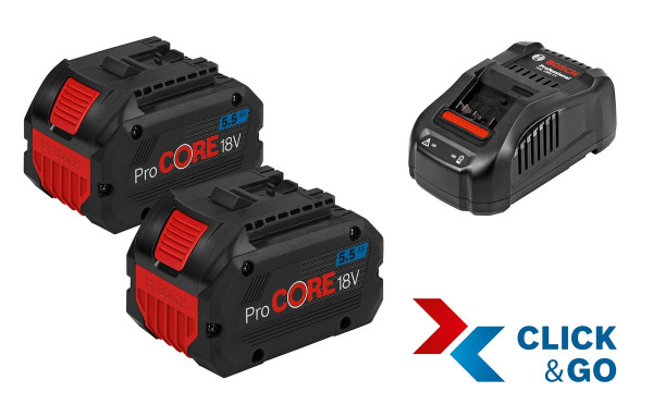 Bosch Starter-Set 2 x ProCORE18V 5.5Ah + GAL 1880 CV in Kartonschachtel