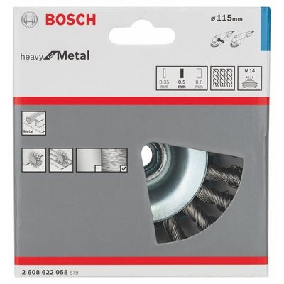 Bosch Kegelbürste M14 0.5mm gezopfter Draht Ø115mm
