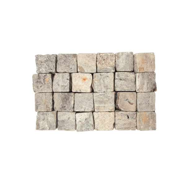 Lagotrade TRAVERTIN Pflaster 8x8x6.2 cm sibergrau