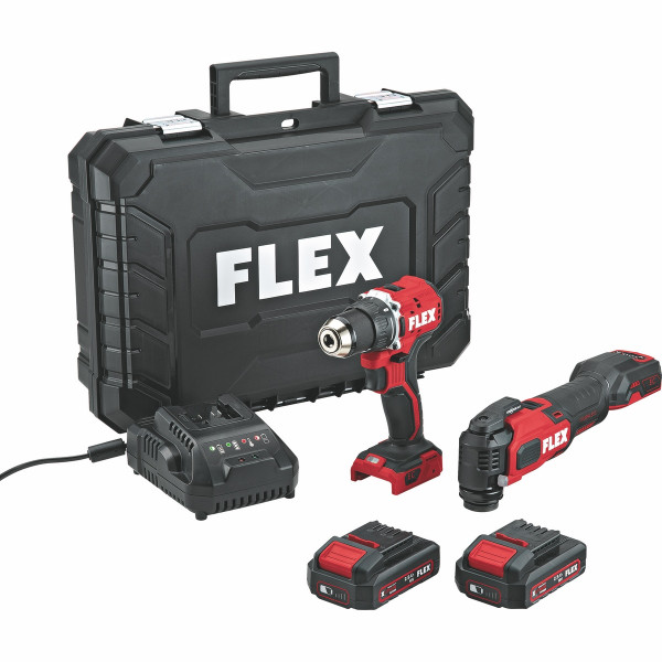 FLEX DUOpack 18V DD2G + MT inkl. 2 x 2.5AH Akku und Ladegerät
