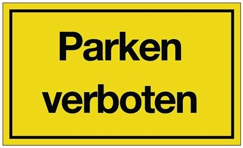 Hinweiszeichen Parken verboten gelb Ku. L250xB150mm schwarz