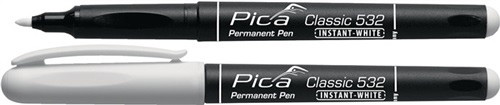 Pica Permanentmarker Classic weiß Stift Strich-B.1-2mm m.Clip