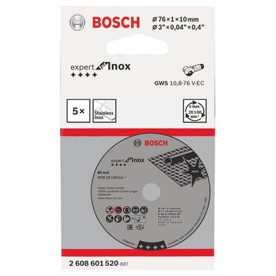 Bosch Trennscheiben Epxert Inox f. GWS 10.8 V LI 76x10x1mm - 5 Stück