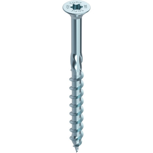HECO-TOPIX countersunk head screw 8x80 T-Drive with milling pocket galvanized blue TG