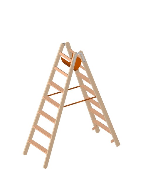 Layher LE Holzstehleiter mit Stufen 2x7 Länge 1.87m - 1020