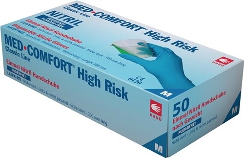 Einweghandschuhe MED COMFORT High Risk Gr.L blau Nitril EN 388.EN 374 Kat.III